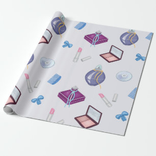 Lipstick, Kamm und Pulverschachtel, rot, Parfüm Geschenkpapier