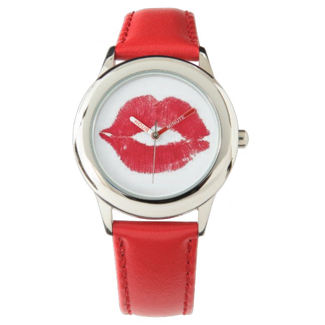 Lipstick Kiss Armbanduhr (Vorderseite)