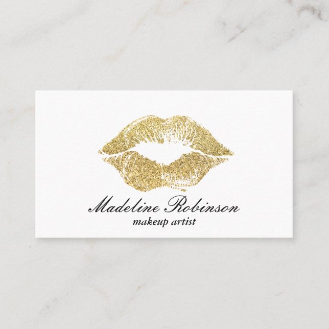 Lipstick Kiss | Gold Visitenkarte (Vorderseite)