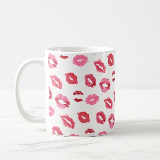 Lipstick Kiss Pattern Tasse (Links)