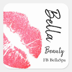 Lipstick Kiss Pink Lippenfärbung Weiß Beauty Welln Quadratischer Aufkleber