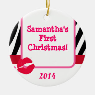 Lipstick Kiss Print Personalisiert Name Ornament