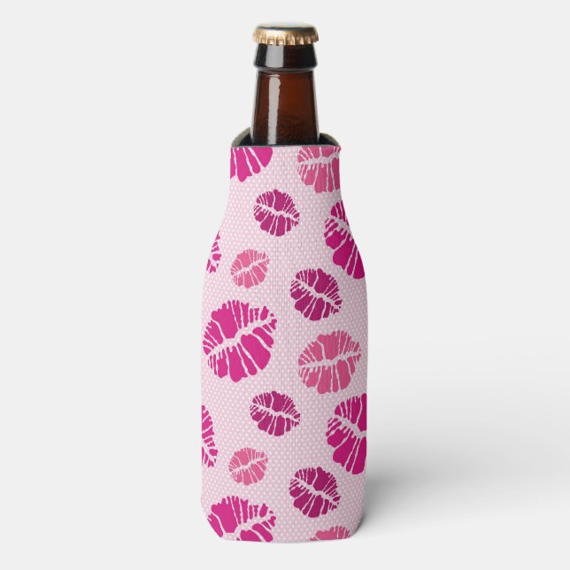 Lipstick Kiss Shape Print Pattern Flaschenkühler (Flaschenvorderseite)