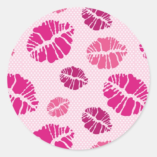 Lipstick Kiss Shape Print Pattern Runder Aufkleber (Vorderseite)