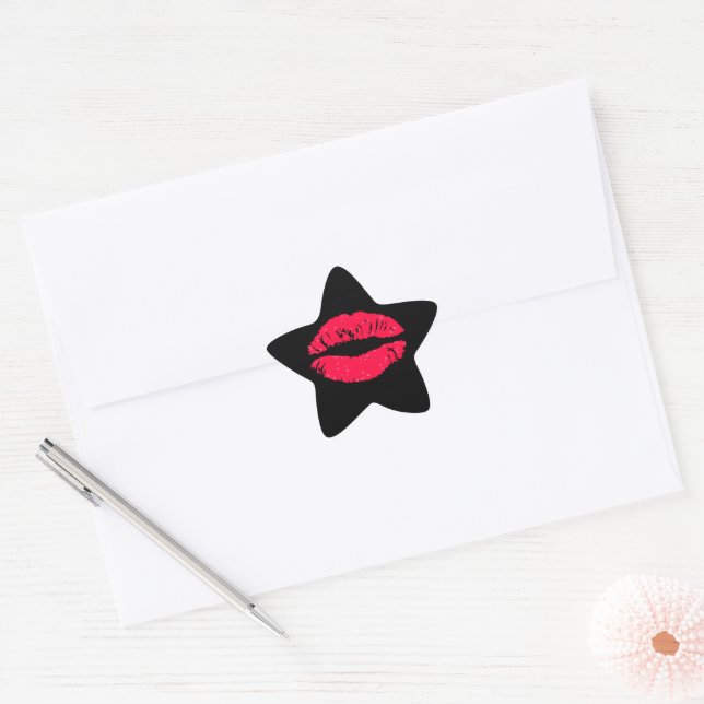 Lipstick Kiss Stern-Aufkleber (Umschlag)