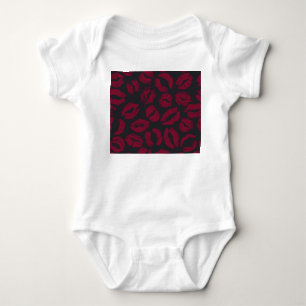 Lipstick Kisses: Dunkelrote Abdrücke Baby Strampler
