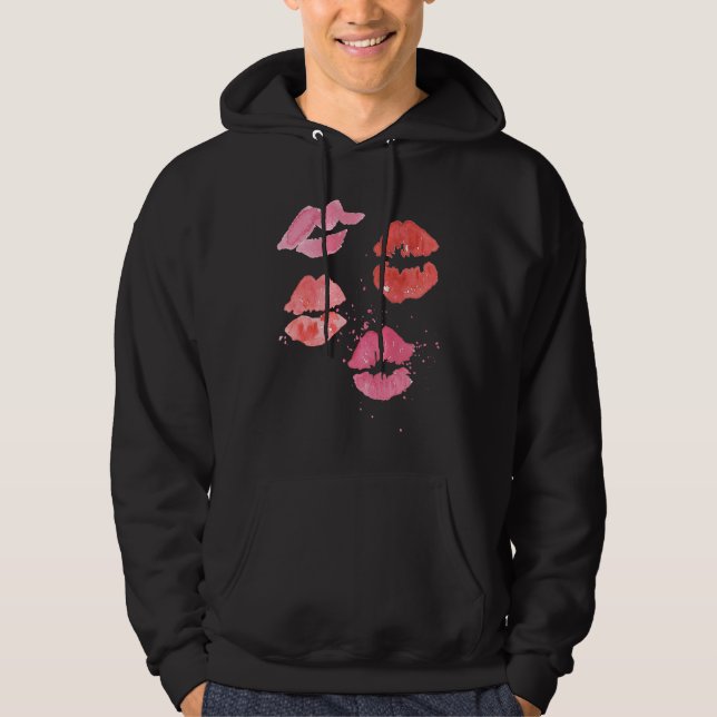 Lipstick Kisses for Valentines Day Hoodie (Vorderseite)