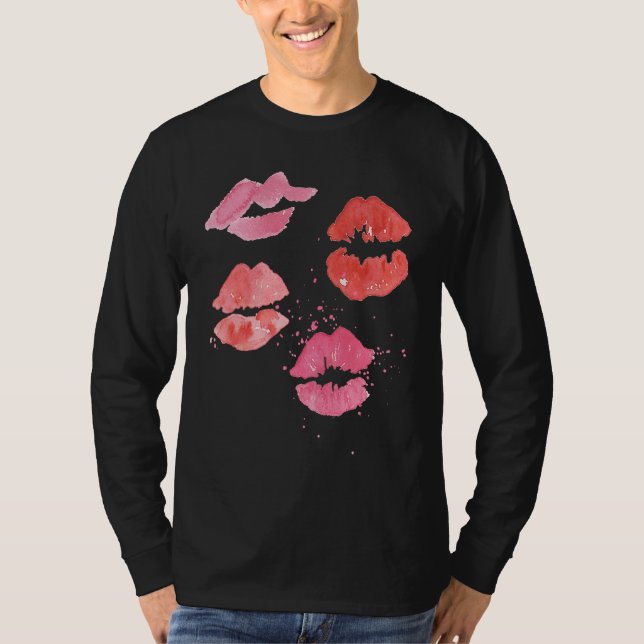 Lipstick Kisses for Valentines Day T-Shirt (Vorderseite)