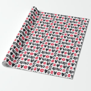Lipstick Kisses Hört Nahtloses Hintergrundbild Geschenkpapier