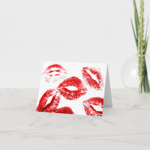 Lipstick Kisses Kiss Lip Print Liebe Valentine Karte