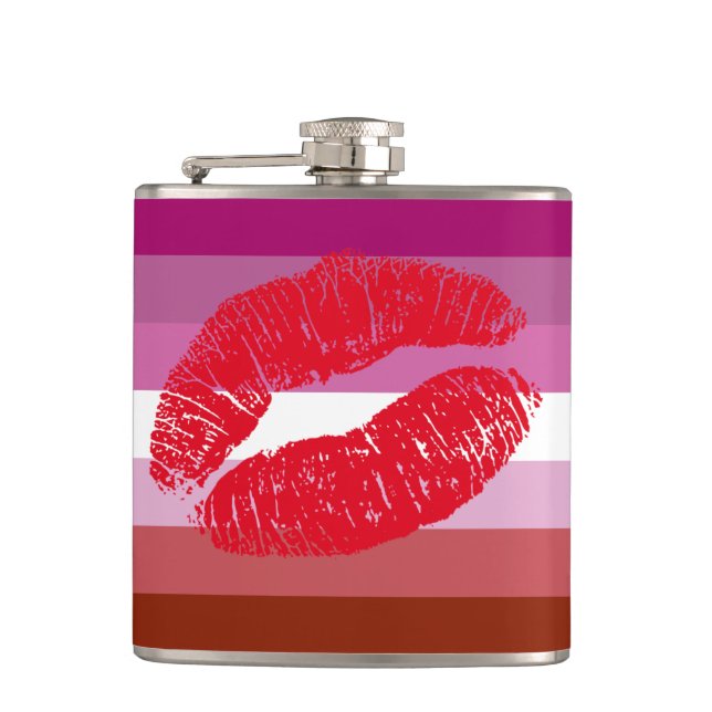 Lipstick Lesbian Pride Flag Flachmann (Vorderseite)