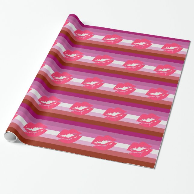 LIPSTICK LESBIAN PRIDE FLAG STRIPES DESIGN - 2014 GESCHENKPAPIER (Ungerollt)