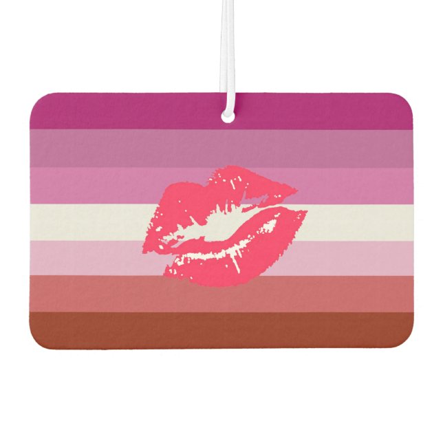 Lipstick Lesbische Flagge Autolufterfrischer (Vorderseite)