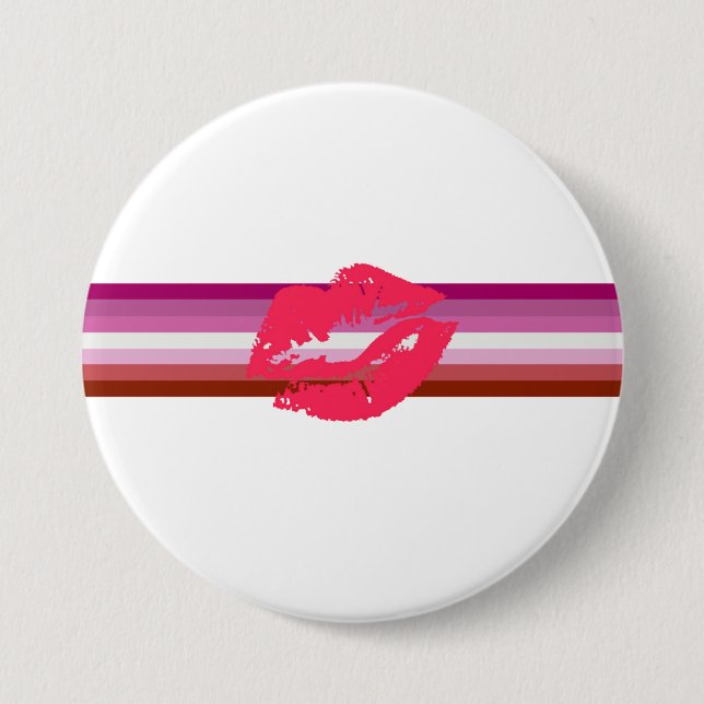 Lipstick Lesbische Flagge Button (Vorderseite)