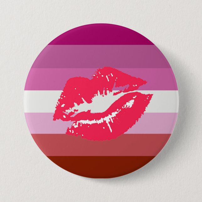 Lipstick Lesbische Flagge Button (Vorderseite)