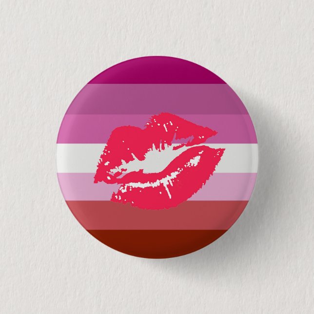 Lipstick Lesbische Flagge Button (Vorderseite)
