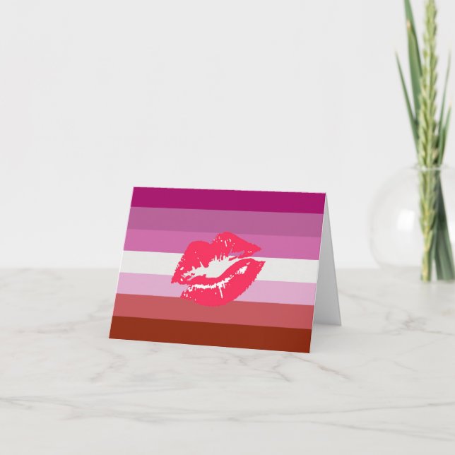Lipstick Lesbische Flagge Dankeskarte (Vorderseite)