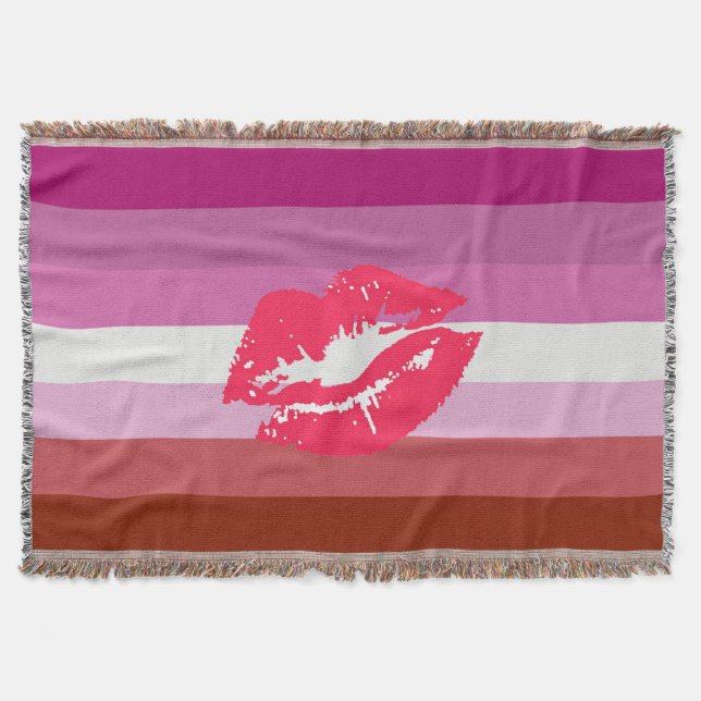 Lipstick Lesbische Flagge Decke (Vorderseite)