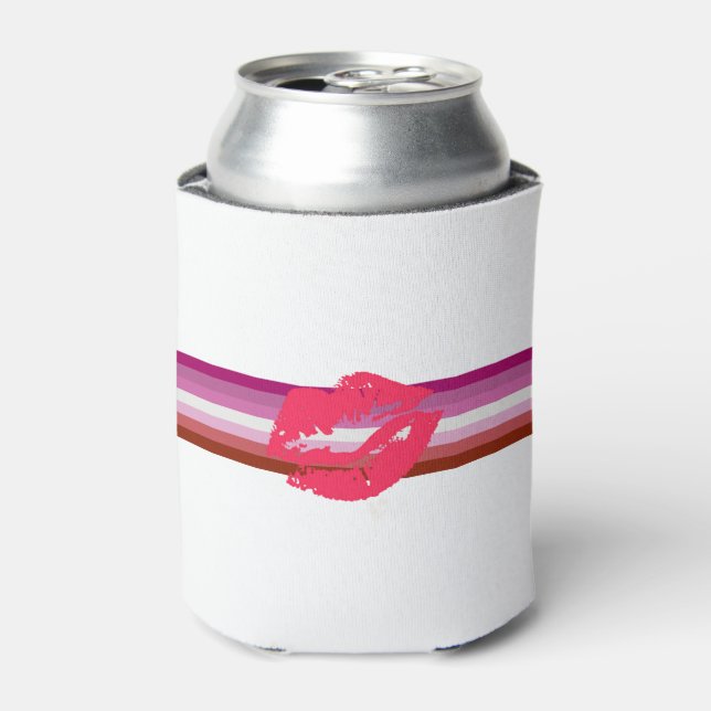 Lipstick Lesbische Flagge Dosenkühler (Kanne Vorderseite)