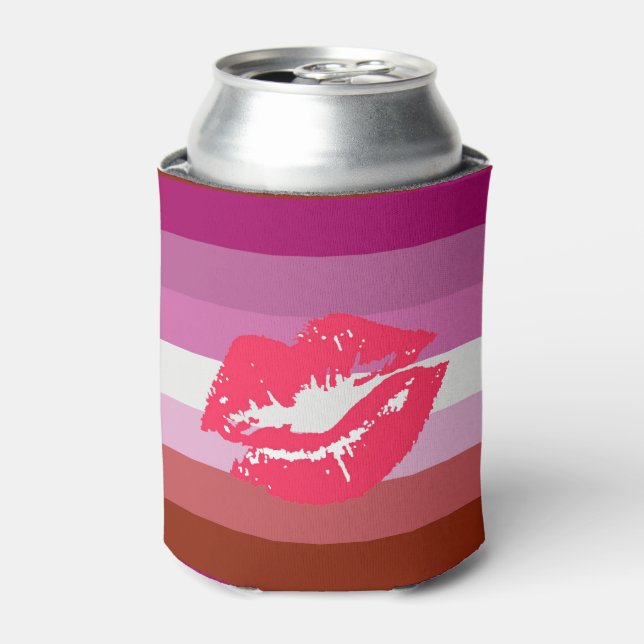 Lipstick Lesbische Flagge Dosenkühler (Kanne Vorderseite)