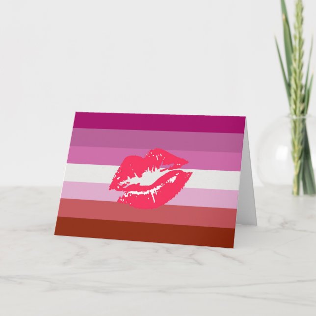 Lipstick Lesbische Flagge Feiertagskarte (Vorderseite)