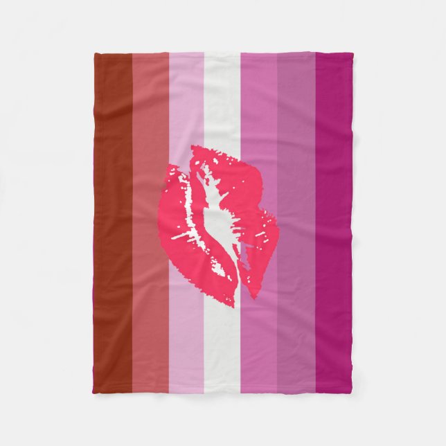 Lipstick Lesbische Flagge Fleecedecke (Vorderseite)