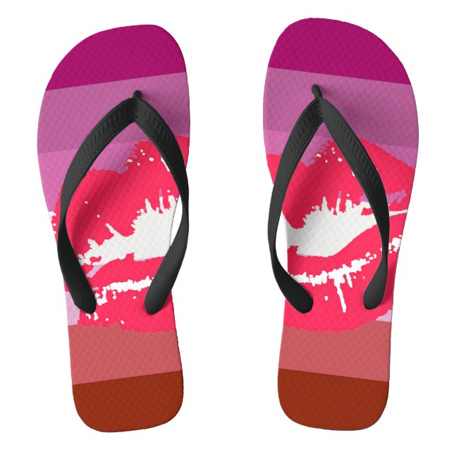 Lipstick Lesbische Flagge Flip Flops (Fußbett)