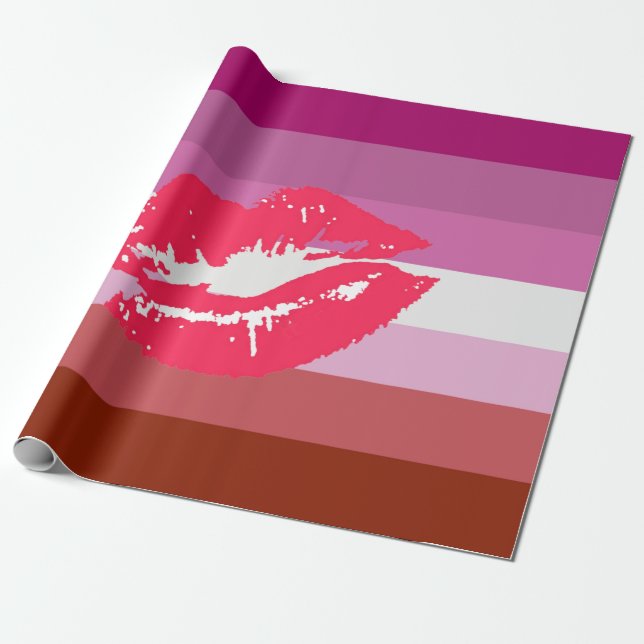Lipstick Lesbische Flagge Geschenkpapier (Ungerollt)