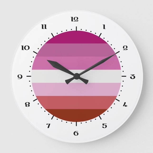 Lipstick Lesbische Flagge Große Uhr (Vorderseite)