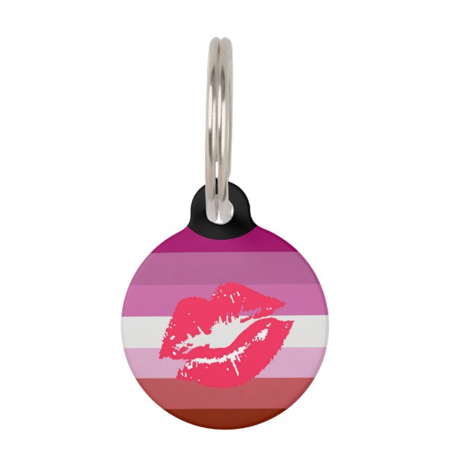 Lipstick Lesbische Flagge Haustiermarke (Vorderseite)