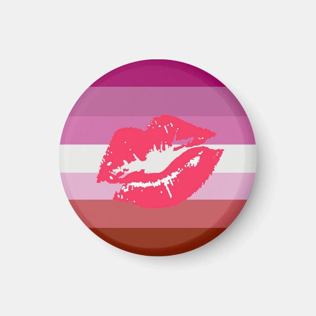 Lipstick Lesbische Flagge Magnet (Vorne)