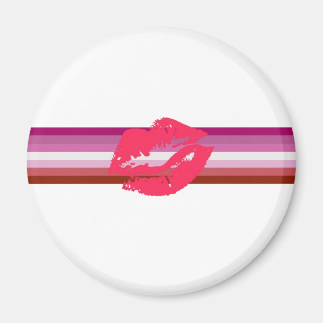 Lipstick Lesbische Flagge Magnet (Vorne)
