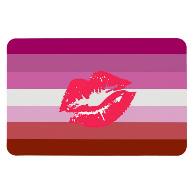 Lipstick Lesbische Flagge Magnet (Horizontal)