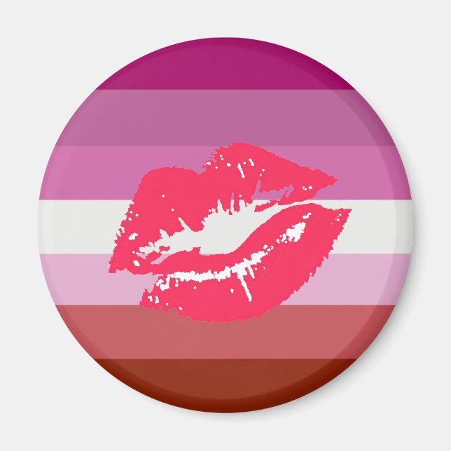 Lipstick Lesbische Flagge Magnet (Vorne)