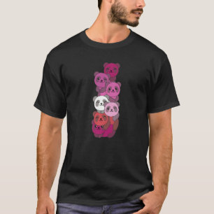 Lipstick Lesbische Flagge Pile Pride Lgbtq Pandas T-Shirt