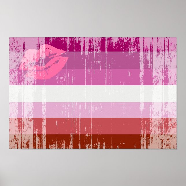Lipstick Lesbische Flagge Poster (Vorne)