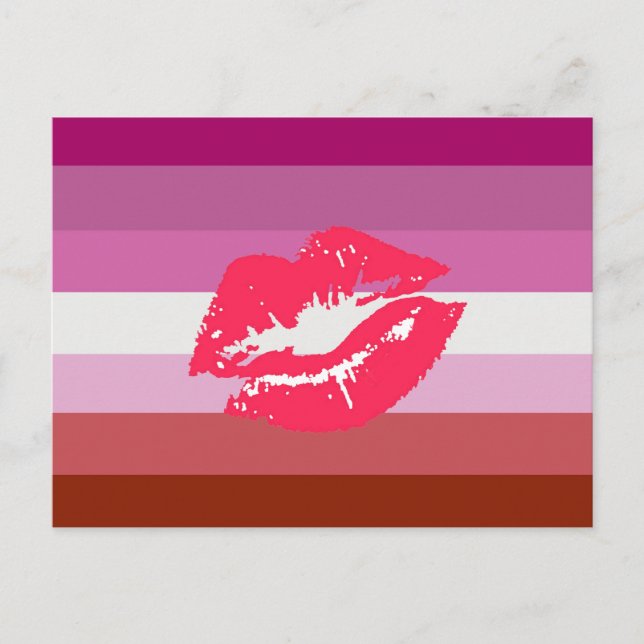 Lipstick Lesbische Flagge Postkarte (Vorderseite)