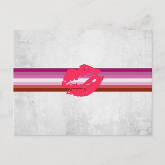 Lipstick Lesbische Flagge Postkarte (Vorderseite)