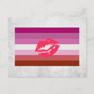 Lipstick Lesbische Flagge Postkarte