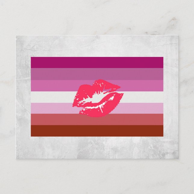 Lipstick Lesbische Flagge Postkarte (Vorderseite)