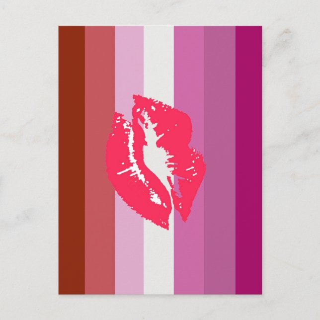 Lipstick Lesbische Flagge Postkarte (Vorderseite)