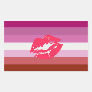 Lipstick Lesbische Flagge Rechteckiger Aufkleber