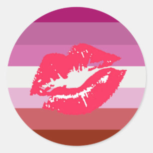 Lipstick Lesbische Flagge Runder Aufkleber