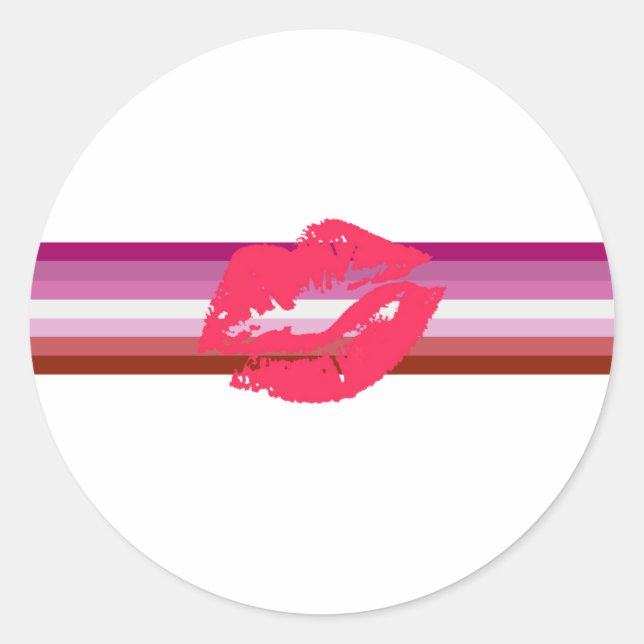 Lipstick Lesbische Flagge Runder Aufkleber (Vorderseite)