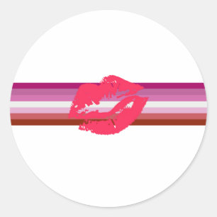 Lipstick Lesbische Flagge Runder Aufkleber