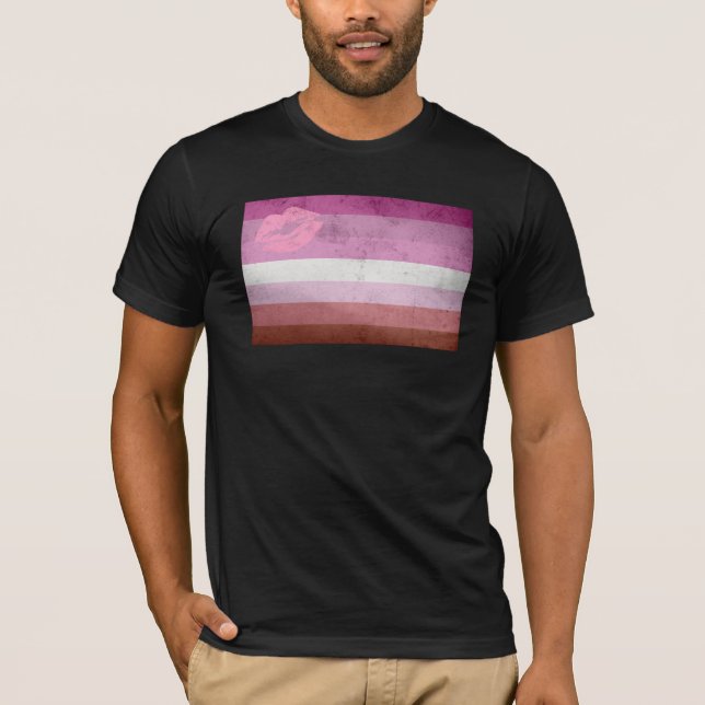 Lipstick Lesbische Flagge T-Shirt (Vorderseite)