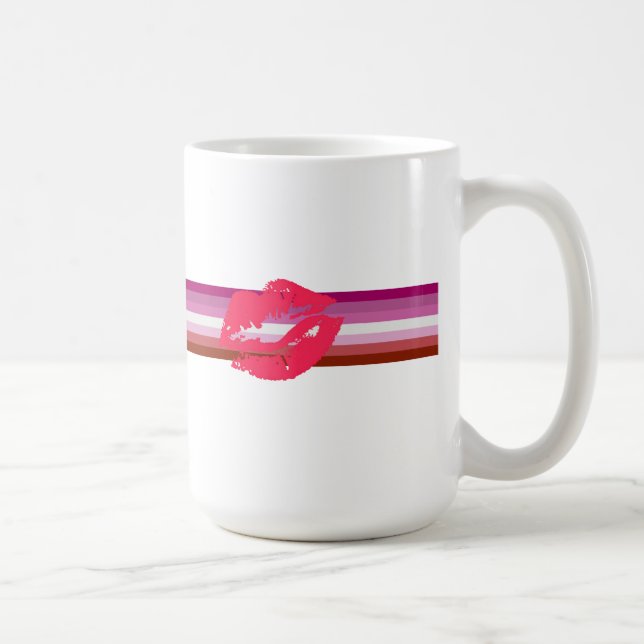Lipstick Lesbische Flagge Tasse (Rechts)