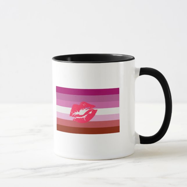 Lipstick Lesbische Flagge Tasse (Rechts)