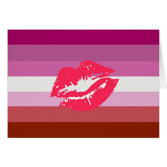 Lipstick Lesbische Flagge und Lippen (Vorderseite (Horizontal))
