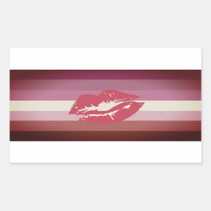 Lipstick Lesbische Flagge und Lippen Rechteckiger Aufkleber